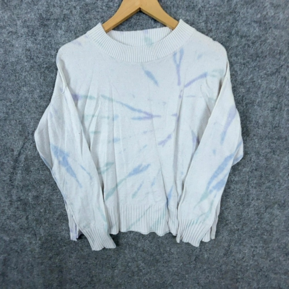 Splendid Sweater Womens XS Gray Tie Dye Knit Pullover Round Neck Long Sleeve